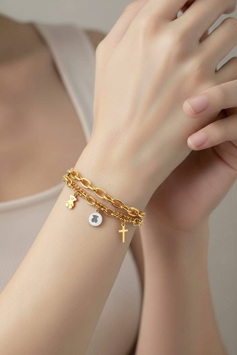 Kadın Çelik Gold Bileklik KCGB-003