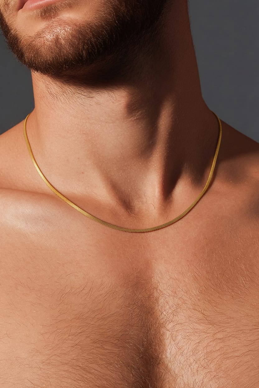Erkek Gold Çelik Kolye-EGCK188