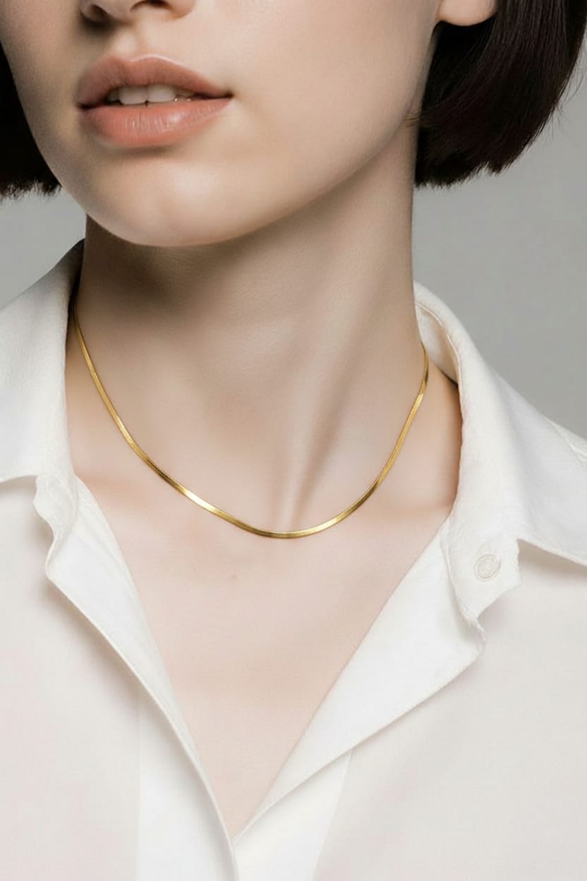 Kadın Çelik Gold Kolye-KCGK002