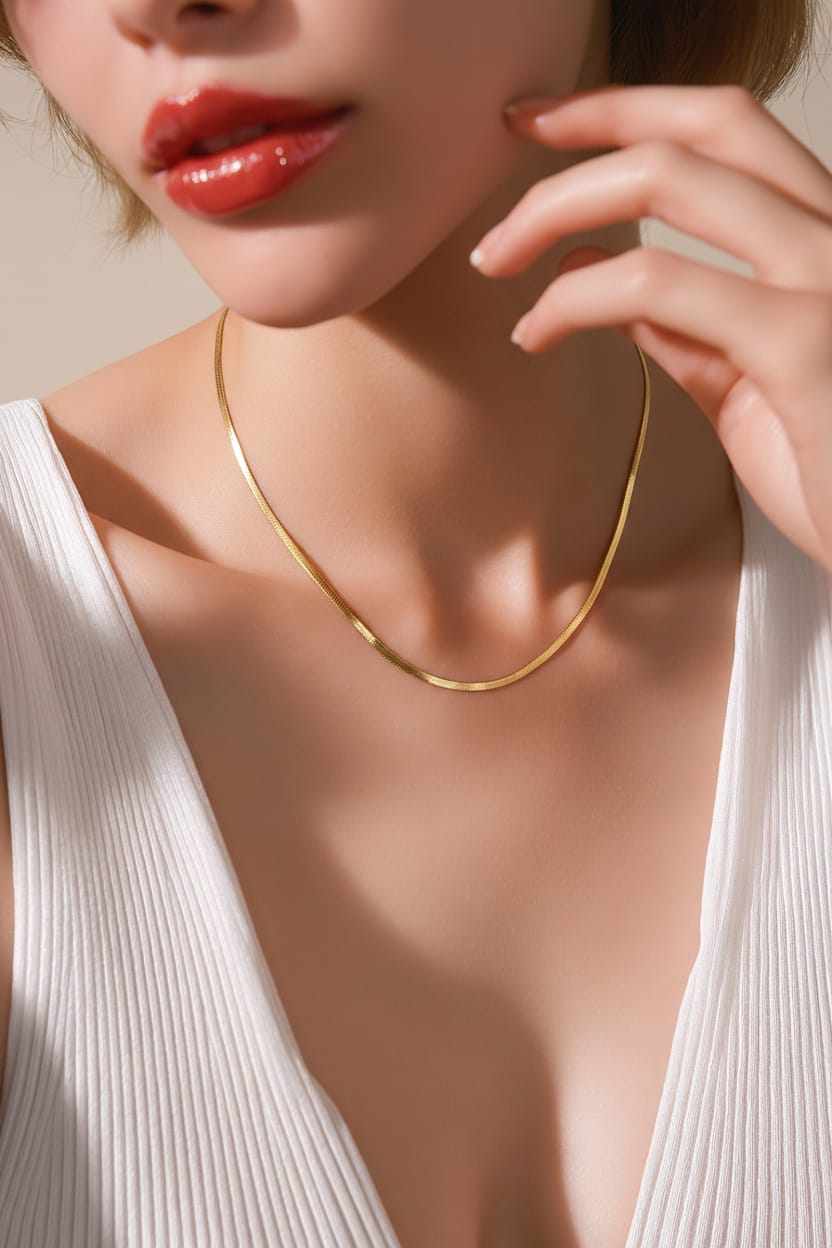 Kadın Çelik Gold Kolye-KCGK002