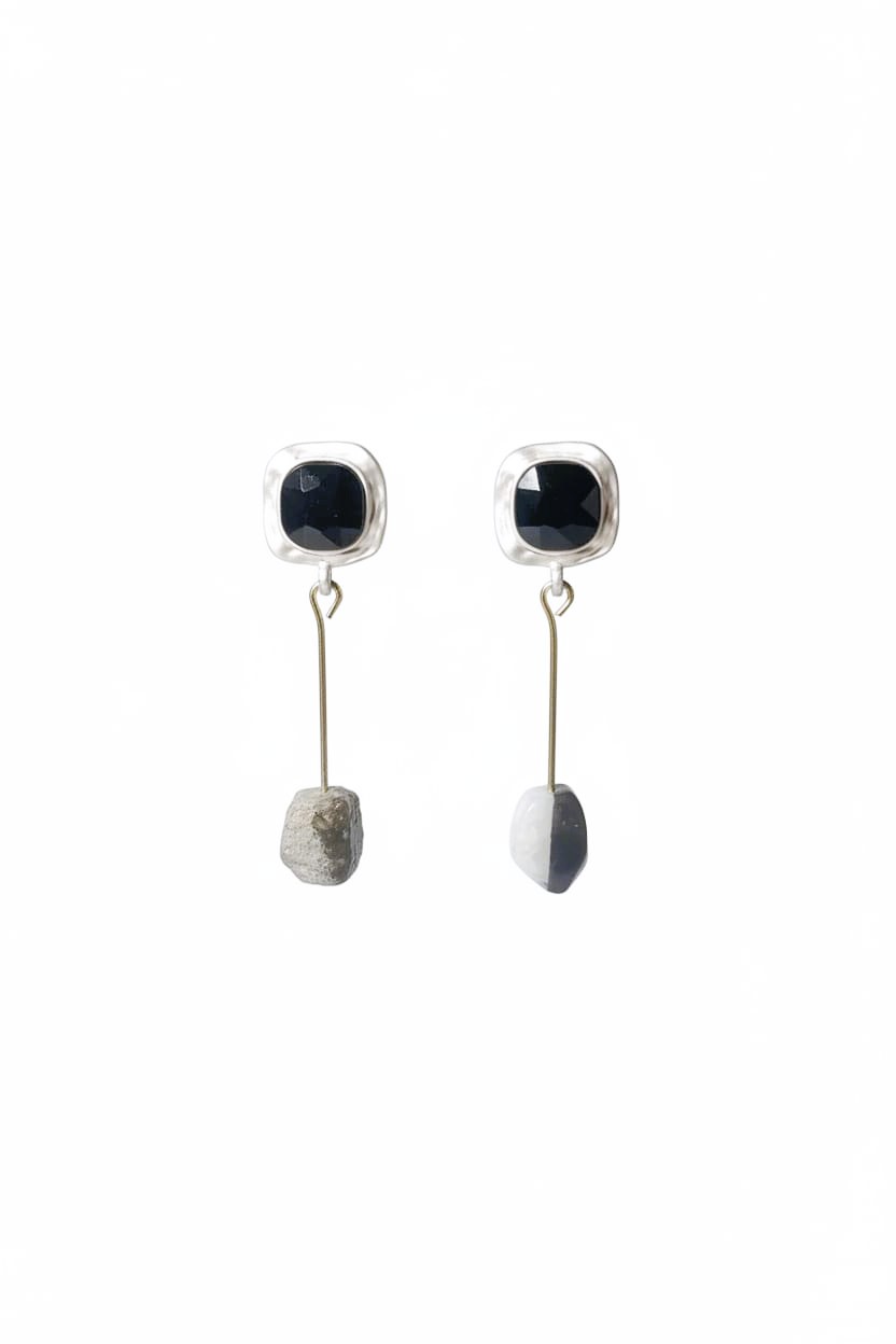 Kristal Akik  Taşlı Gümüş Pirinç Küpe SPK-031