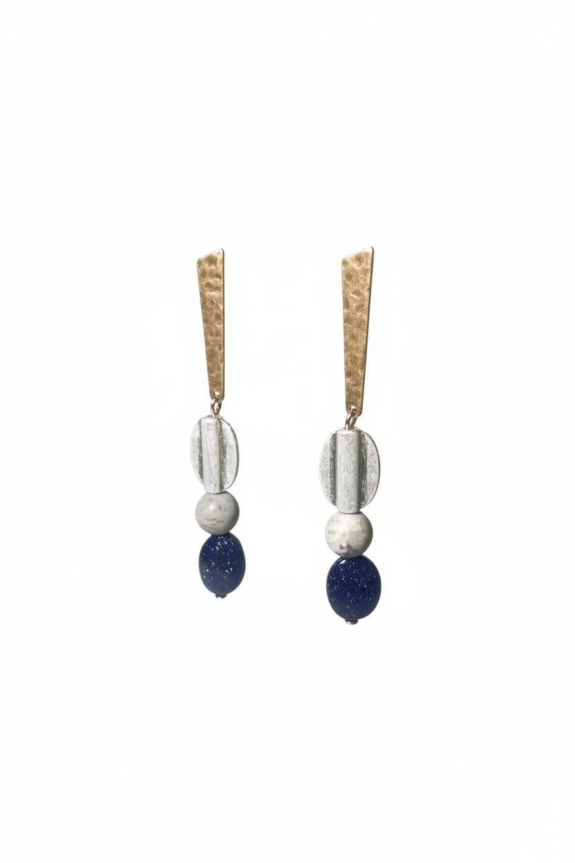 Yıldız ve Jasper Taşlı Gümüş Pirinç Küpe SPK-056